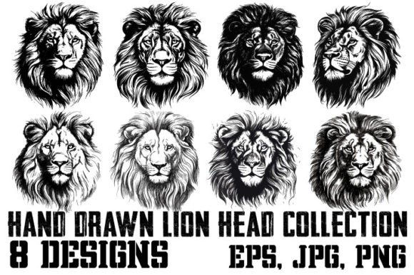 Download Collection of Hand Drawn Lion Head - Lion Collection