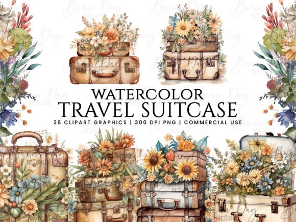 Download Watercolor Travel Suitcase Clipart - Suitcase clipart Collection