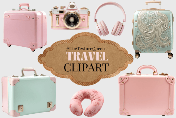 Download Suitcase Clipart Pastel Travel Set - Suitcase clipart Collection