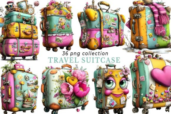 Download Whimsical Travel Suitcase Clipart - Suitcase clipart Collection