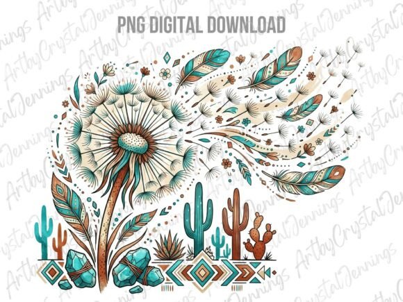 Download Feather Boho Western Dandelion PNG - Lion Collection