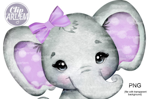Download Purple Bow Elephant Baby Girl PNG Images - Baby girl Collection