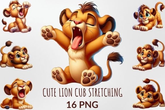 Download Cute Lion Cub Stretching Sublimation - Lion Collection