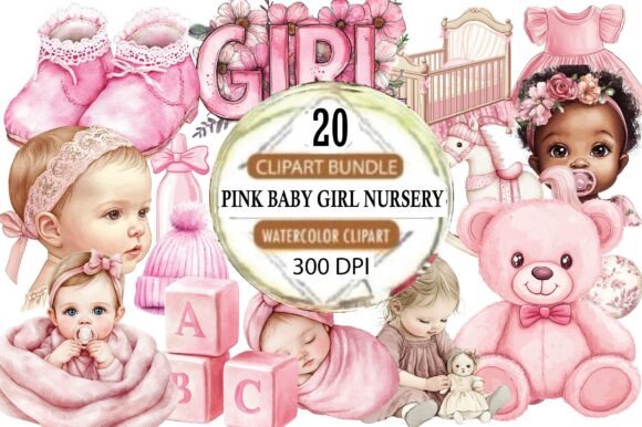 Download Pink Baby Girl Nursery Clipart - Baby girl Collection