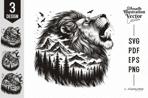 Download Lion Silhouette Landscape Vector - Lion Collection