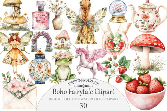Download Watercolor Boho Fairytale Clipart - Premium Resources