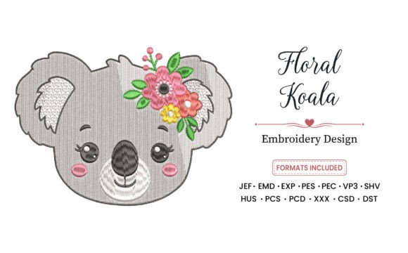 Download Floral Koala Embroidery Design - Koala Collection