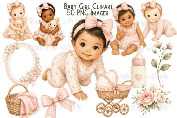 Download Baby Girl Clipart PNG Bundle - Baby girl Collection