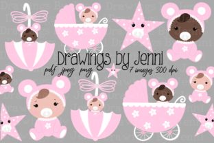 Download Baby Girl Illustrations Set - Baby girl Collection