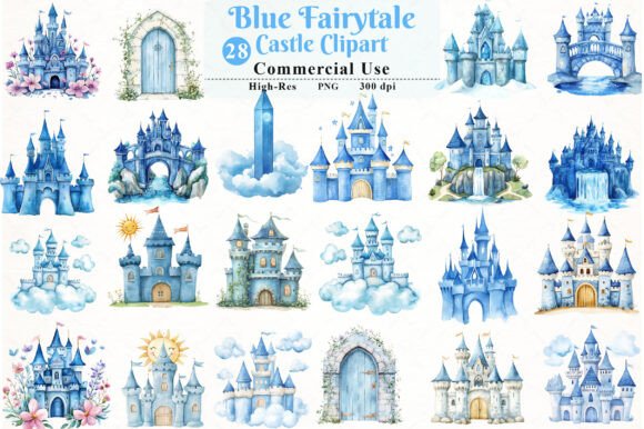 Download Blue Fairytale Castle Clipart - Fairytale Collection
