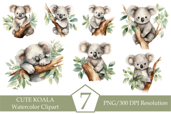 Download Watercolor Koala, Sublimation Bundle - Koala Collection