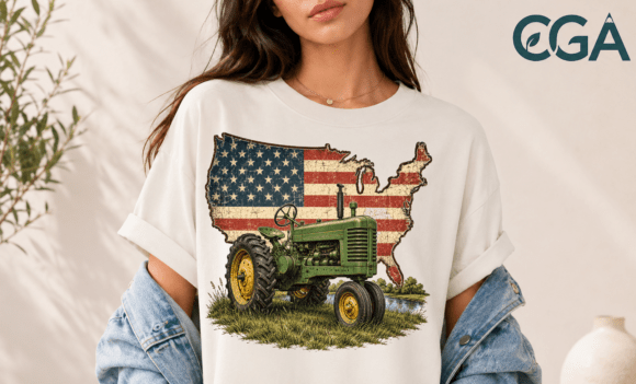 Download USA Flag Vintage Green Farm Tractor PNG - Farm tractor png Collection