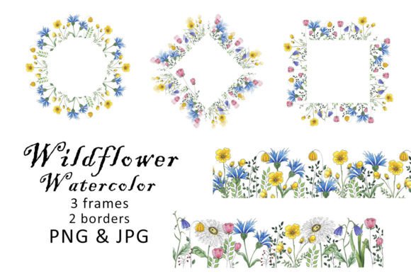 Download Watercolor Border Clipart Wildflower PNG - Wildflower png Collection
