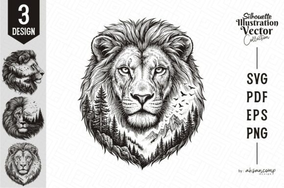 Download Lion Silhouette Landscape Vector - Lion Collection