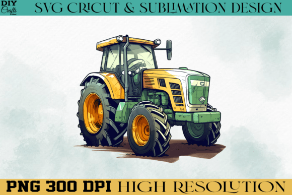 Download Farm Tractor PNG Watercolor Design - Farm tractor png Collection