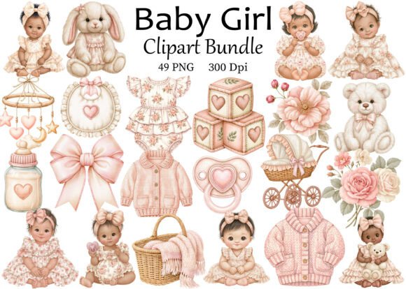 Download Baby Girl Clipart PNG Bundle - Baby girl Collection