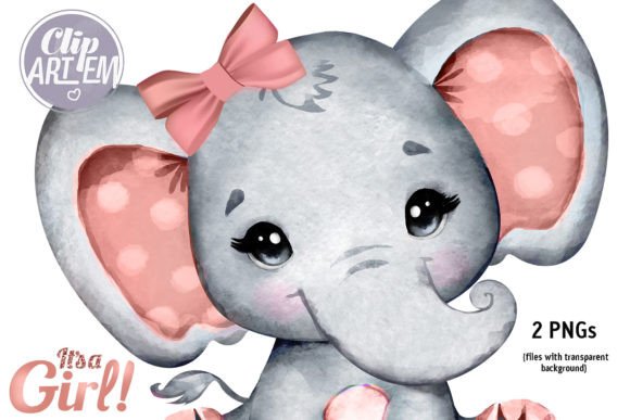Download Rose Gold Elephant Baby Girl Clip Art - Baby girl Collection