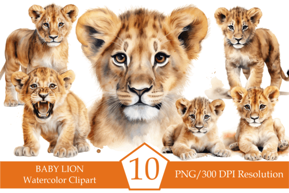 Download Watercolor Baby Lion, King of the Jungle - Lion Collection