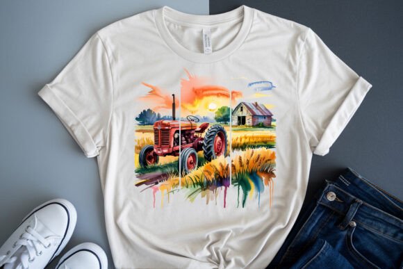 Download Vintage Watercolor Farm Tractor PNG - Farm tractor png Collection