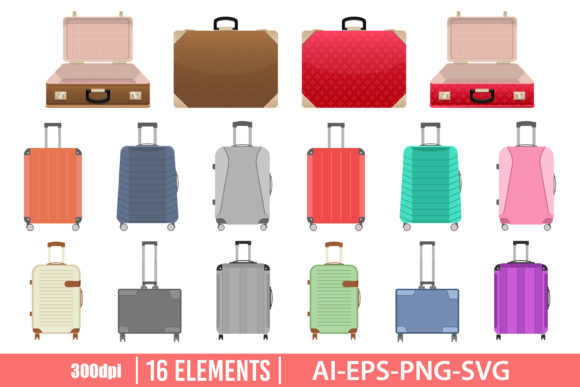 Download Suitcase Clipart Set - Suitcase clipart Collection