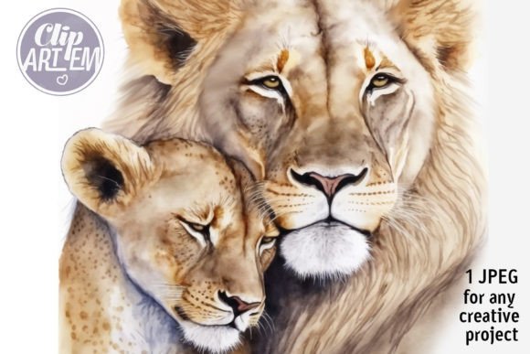 Download Lion Father Son Daddy Baby Image Decor - Lion Collection