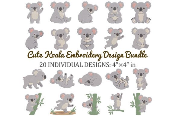 Download Cute Koala Embroidery Design Bundle - Koala Collection