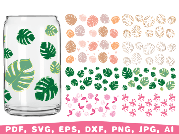 Download Monstera Can Glass Wrap SVG - Monstera Collection