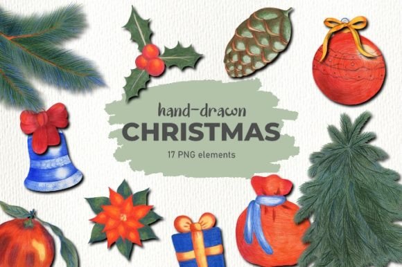 Download 16 Hand-drawn Christmas Elements PNG - Christmas elements png Collection